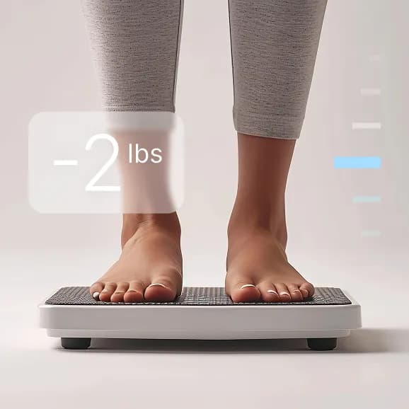 A person weighing themselves after a few weeks